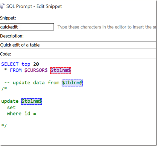 Custom Placeholders in SQL Prompt 7 | Voice of the DBA