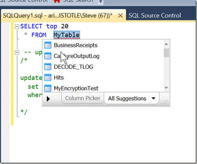 2015-09-09 15_01_32-SQLQuery1.sql - aristotle.sandbox (ARISTOTLE_Steve (67))_ - Microsoft SQL Server