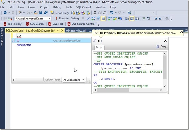 2016-09-13 13_01_43-SQLQuery1.sql - (local)_SQL2016.AlwaysEncryptedDemo (PLATO_Steve (64))_ - Micros