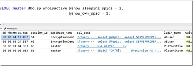 2017-10-24 10_00_48-SQLQuery19.sql - (local)_SQL2016.EncryptionDemo (PLATO_Steve (56))_ - Microsoft 