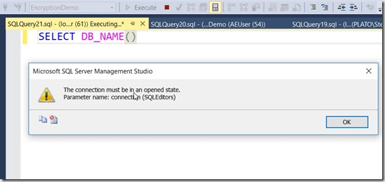 2017-10-24 10_02_29-SQLQuery21.sql - (local)_SQL2016.EncryptionDemo (AEUser (61)) Executing..._ - Mi