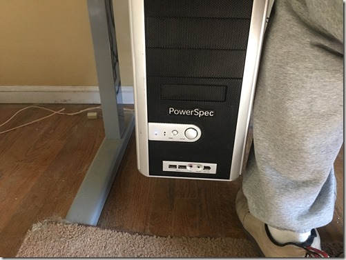 Computer at ankle level