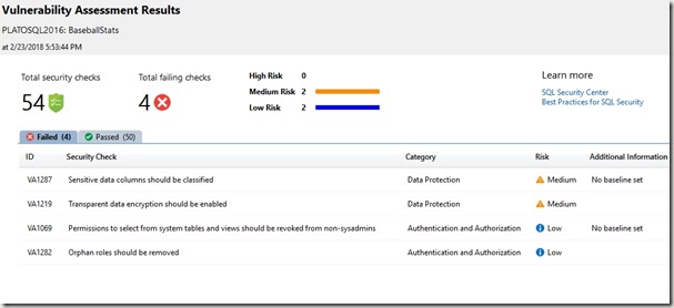 2018-02-23 17_54_24-Vulnerability Assessment - BaseballStats - 2_23_2018 5_53_44 PM - Microsoft SQL 