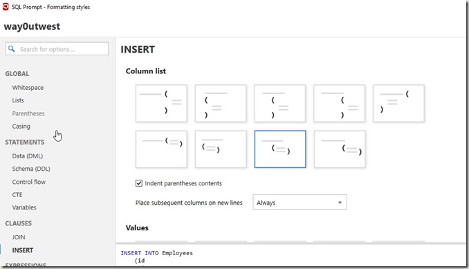 2019-04-25 12_35_32-SQL Prompt - Formatting styles