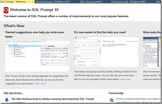 2019-11-08 08_31_30-SQL Prompt - Welcome - Microsoft SQL Server Management Studio