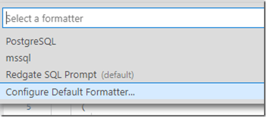Configure formatter option in command palette