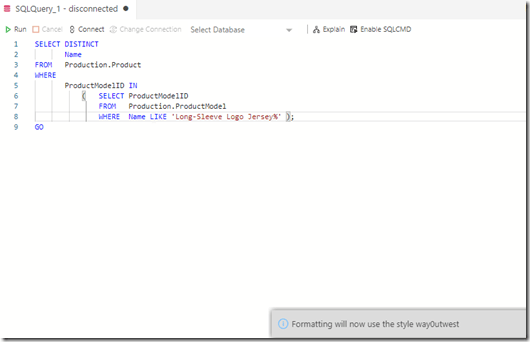 new query formatting
