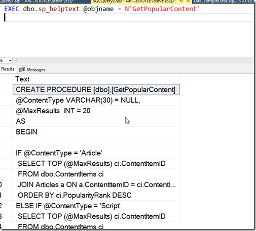 2020-06-30 17_26_18-SQLQuery2.sql - ARISTOTLE_SQL2017.Sandbox (ARISTOTLE_Steve (82))_ - Microsoft SQ