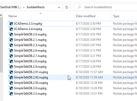 List of nuget packages in folder