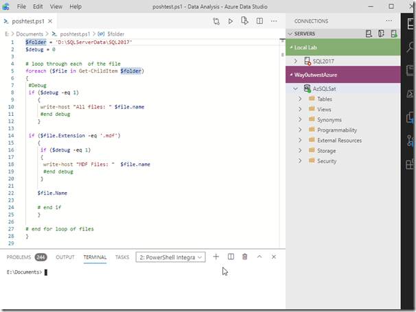 2020-09-11 14_42_34-poshtest.ps1 - Data Analysis - Azure Data Studio