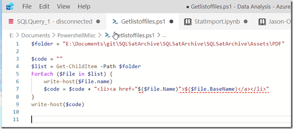 2020-12-22 15_09_28-● Getlistoffiles.ps1 - Data Analysis - Azure Data Studio