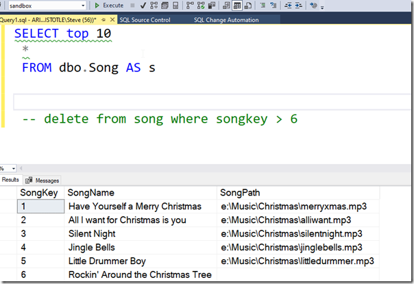 2021-01-19 17_21_15-SQLQuery1.sql - ARISTOTLE.sandbox (ARISTOTLE_Steve (56))_ - Microsoft SQL Server