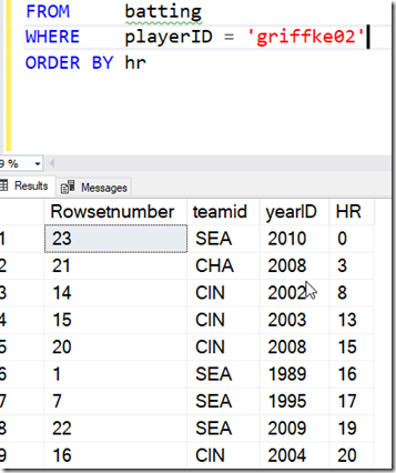 2021-07-13 11_41_59-SQLQuery1.sql - ARISTOTLE.BaseballData (ARISTOTLE_Steve (75))_ - Microsoft SQL S