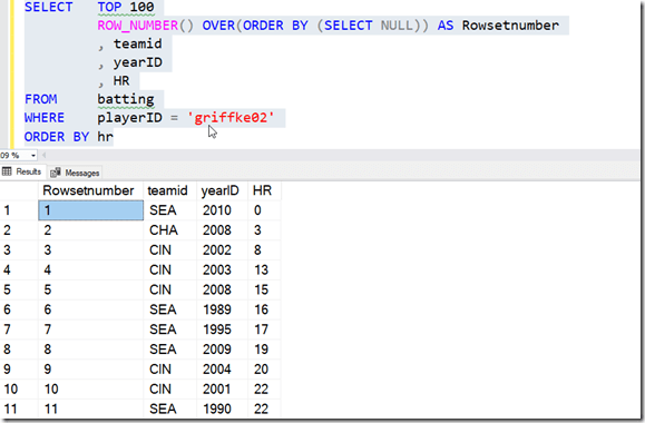 2021-07-13 11_45_14-SQLQuery1.sql - ARISTOTLE.BaseballData (ARISTOTLE_Steve (75))_ - Microsoft SQL S