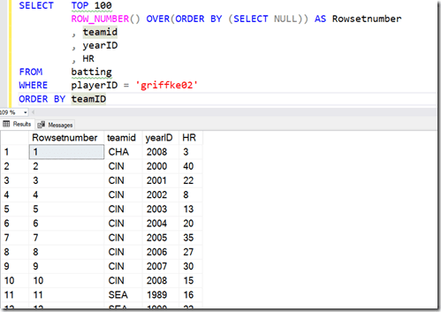 2021-07-13 11_46_48-SQLQuery1.sql - ARISTOTLE.BaseballData (ARISTOTLE_Steve (75))_ - Microsoft SQL S