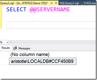 2022-03-03 09_12_03-SQLQuery2.sql - (localdb)_app1.master (ARISTOTLE_Steve (70))_ - Microsoft SQL Se