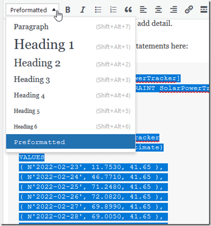 2022-05-03 09_27_25-Edit Post “A Monthly Running Total–#SQLNewBlogger” ‹ Voice of the DBA — WordPres