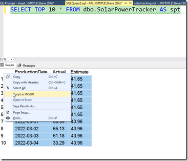 2022-05-03 10_57_38-SQLQuery2.sql - ARISTOTLE_SQL2017.sandbox (ARISTOTLE_Steve (66))_ - Microsoft SQ