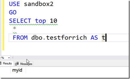 2023-05-03 10_48_41-SQLQuery11.sql - ARISTOTLE.sandbox2 (ARISTOTLE_Steve (55))_ - Microsoft SQL Serv
