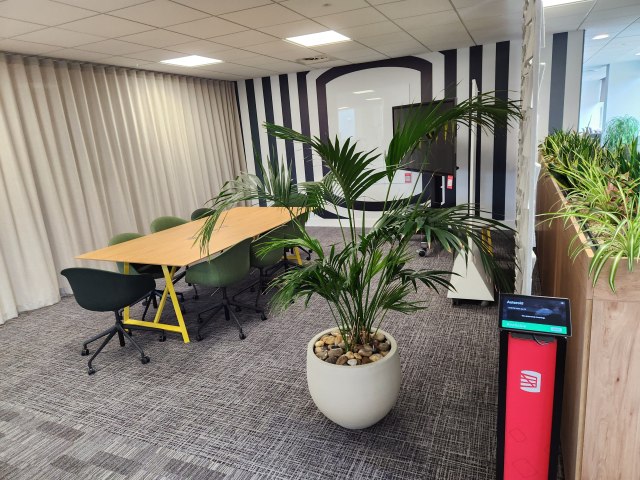 Open conference room closed by curtain