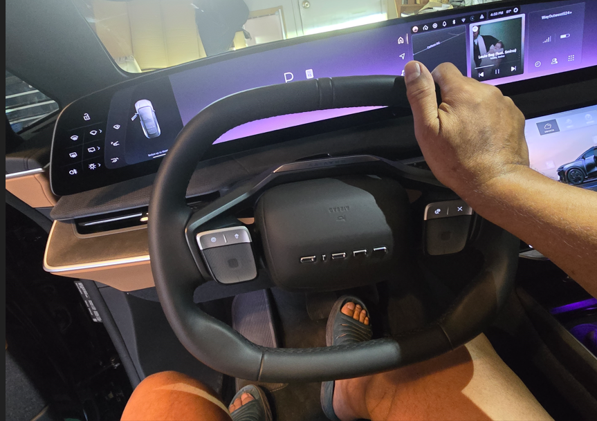 Lucid squashed steering wheel